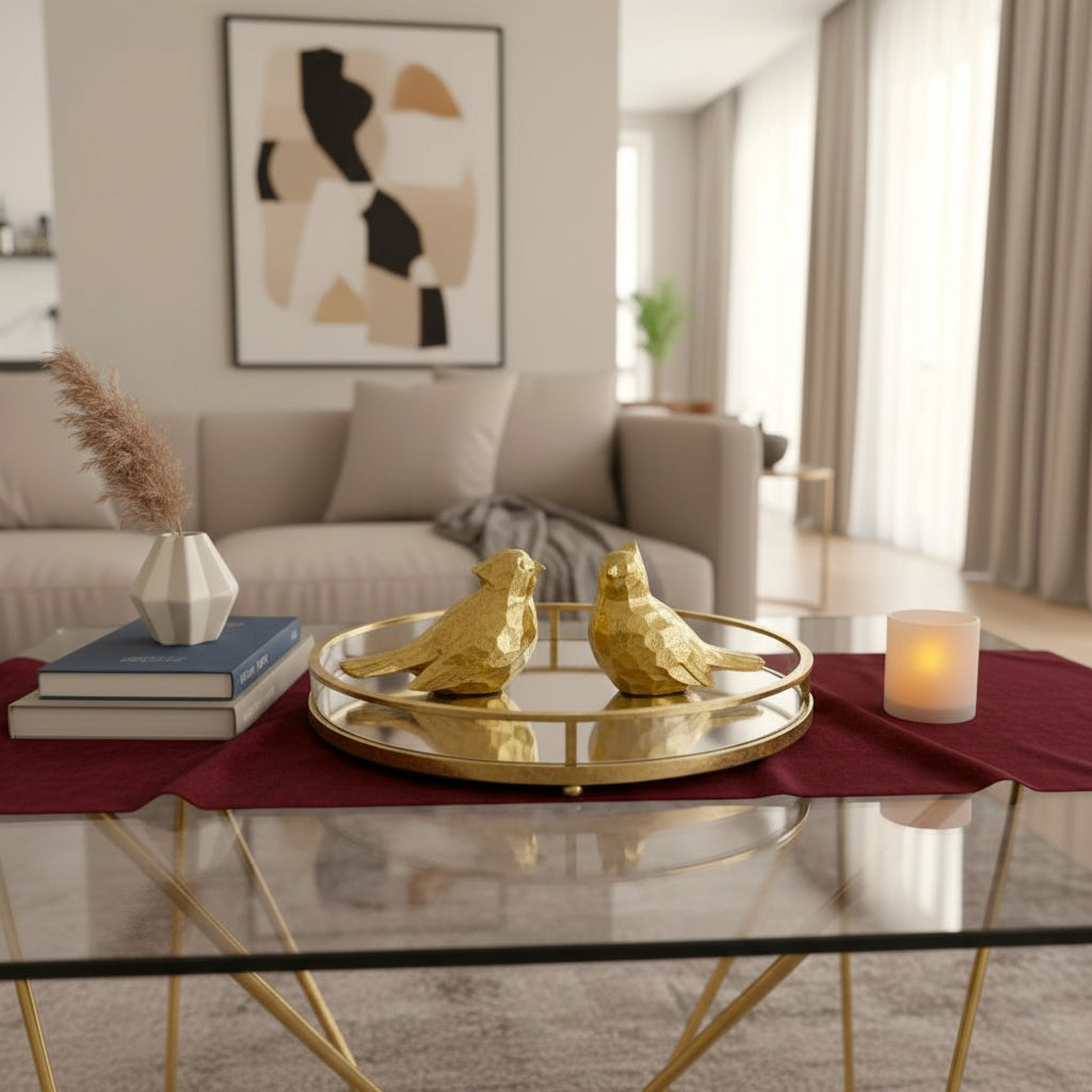 Set of 2 Golden Sparrow Statues