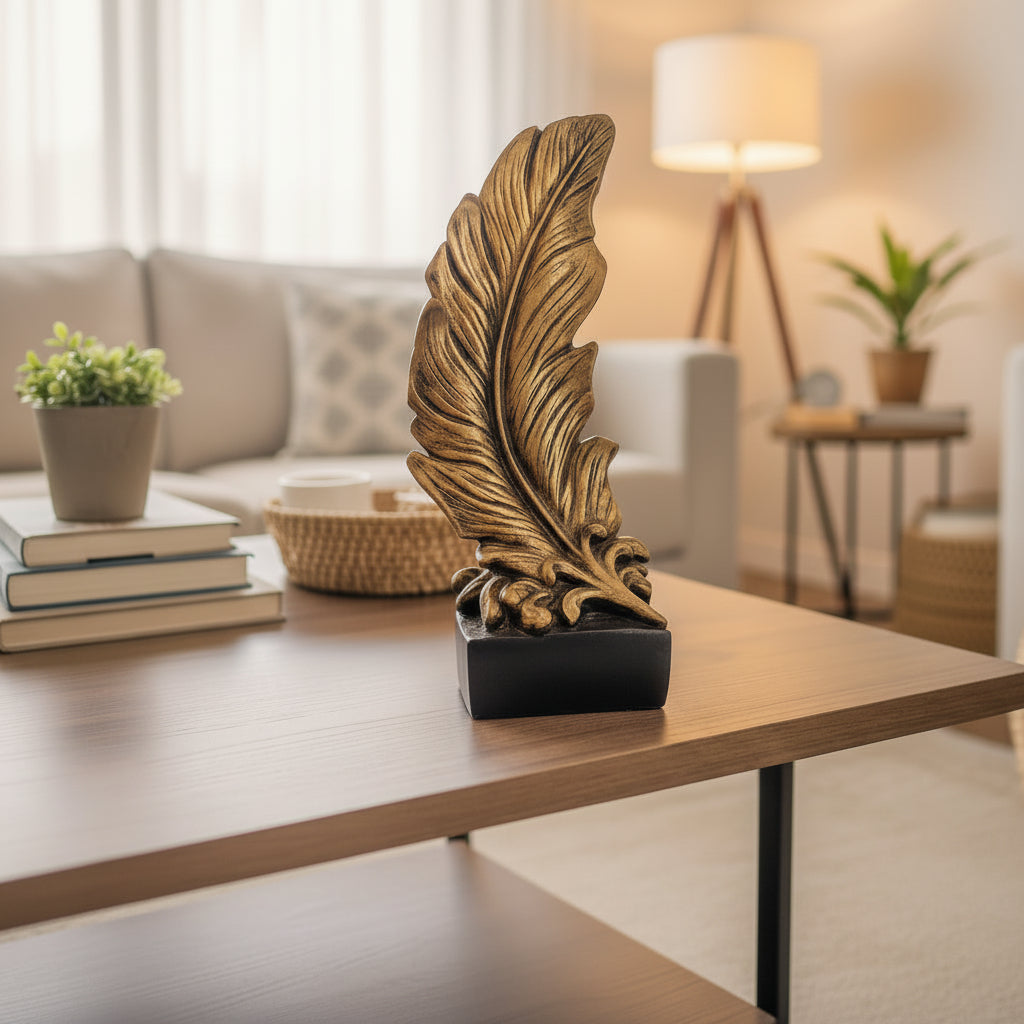 Golden-Black Vintage look Feather Sculpture