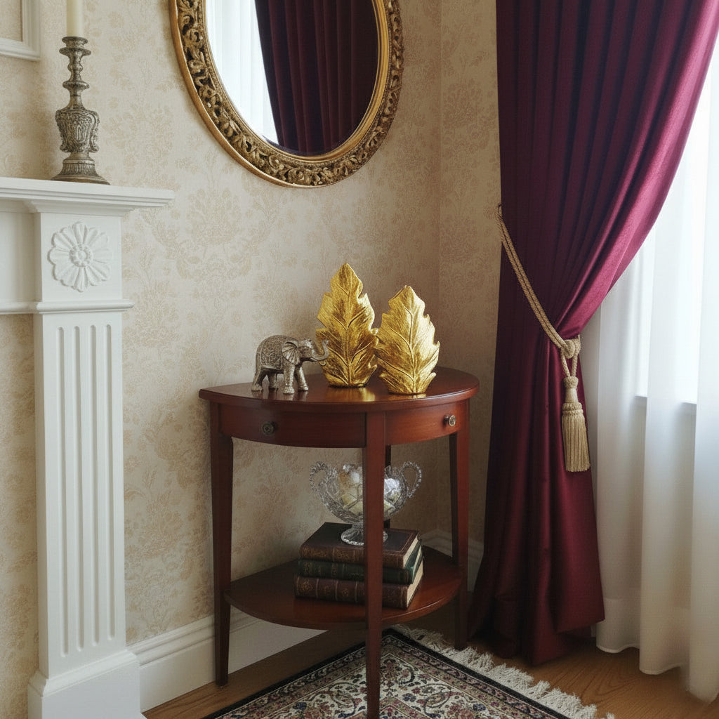 Set of 2 Leaf Shape Golden Vases (without Flowers)