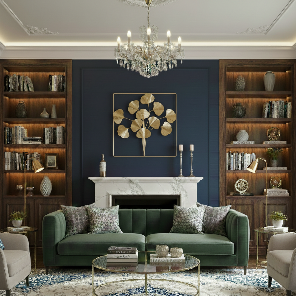 Golden Metallic Square 3d Flowers Wall Décor