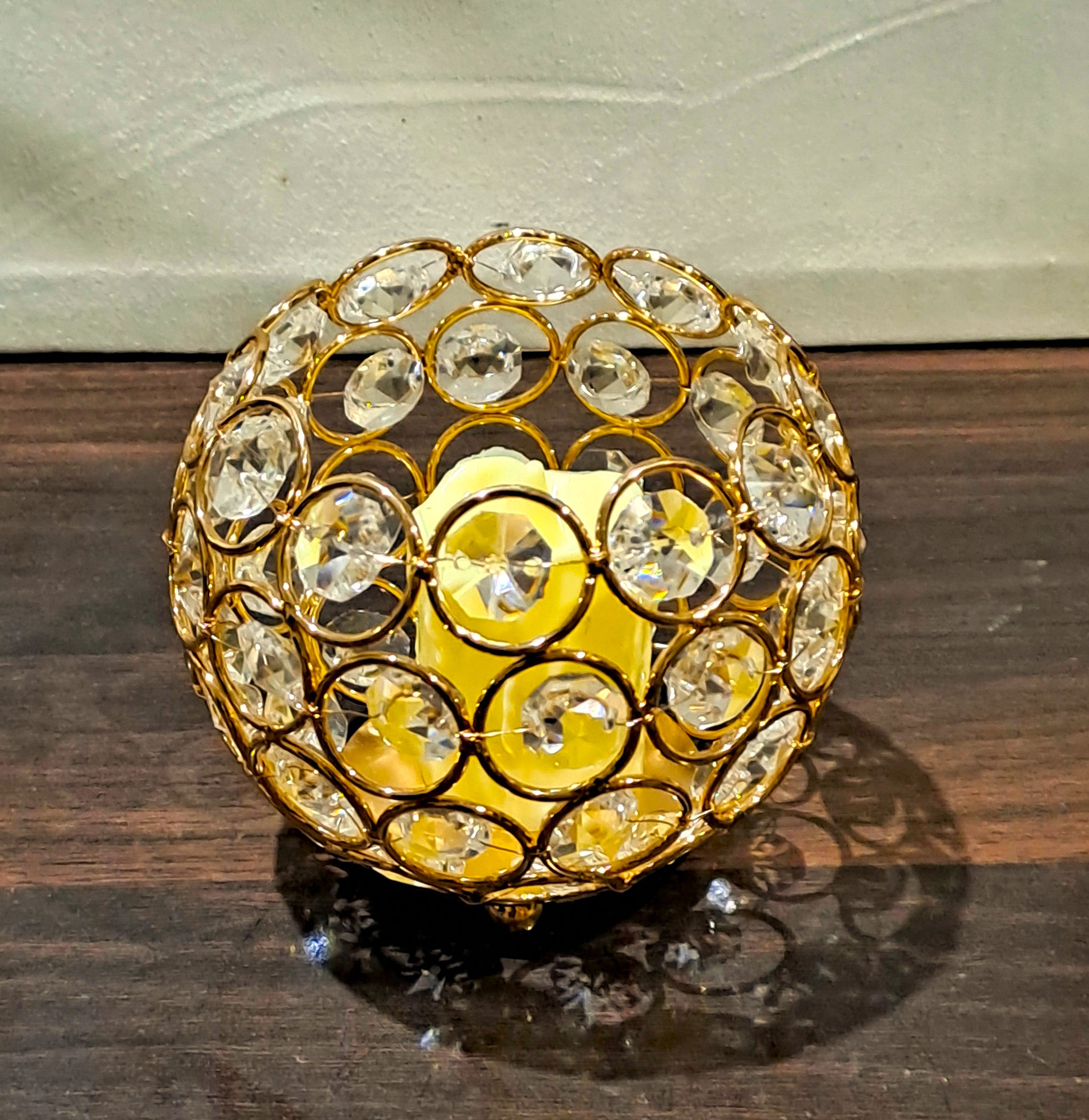 Crystal Candle Holder with Flameless Candle