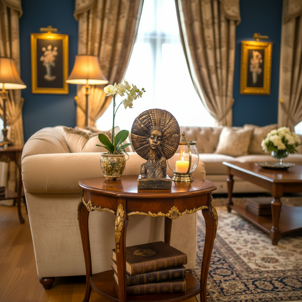 Antique Golden Sculpture of Traditional African Woman