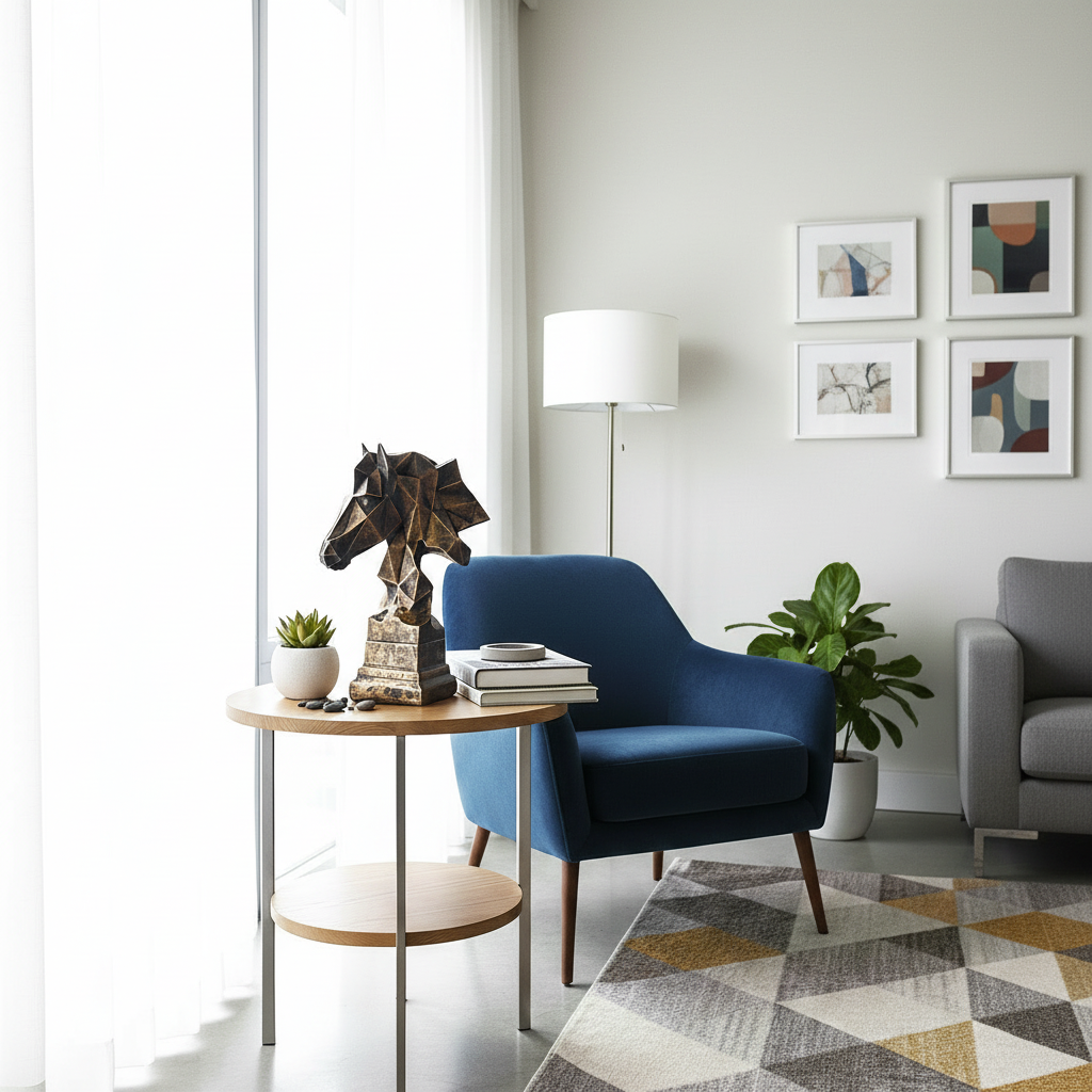 Antique Golden Cubic Horse Head Sculpture