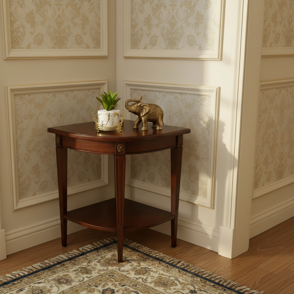 White Ceramic Pot with Cactus Plant on an oval shaped Golden Metallic Stand