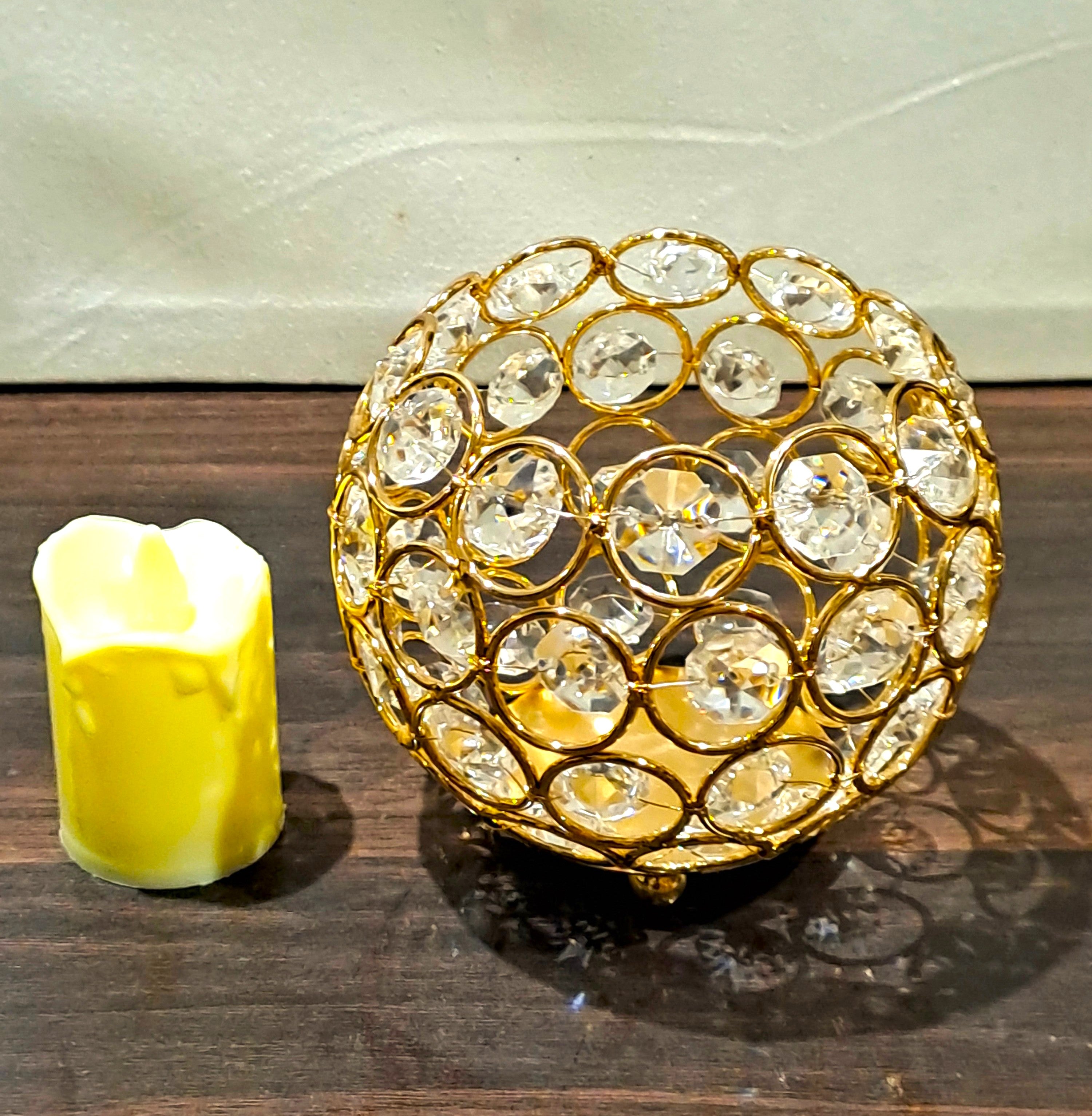 Crystal Candle Holder with Flameless Candle