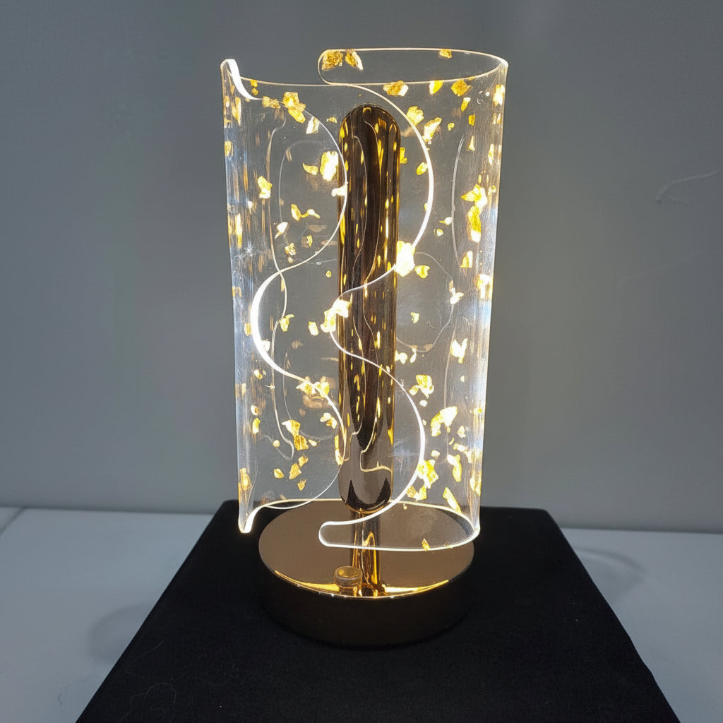 Golden LED Desk Lamp – 3 Light Colours, Portable, Rechargeable, Touch Sensor