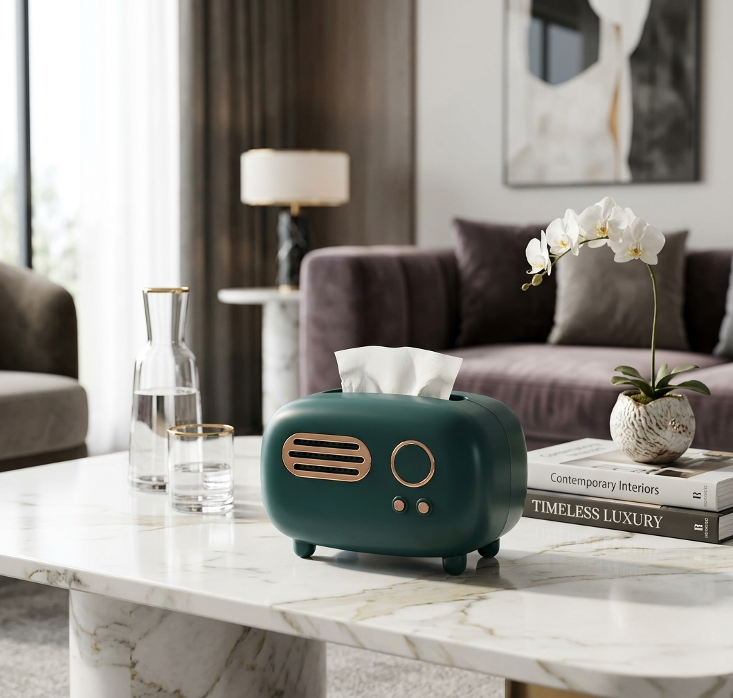 Green Radio Shaped Tissue Box