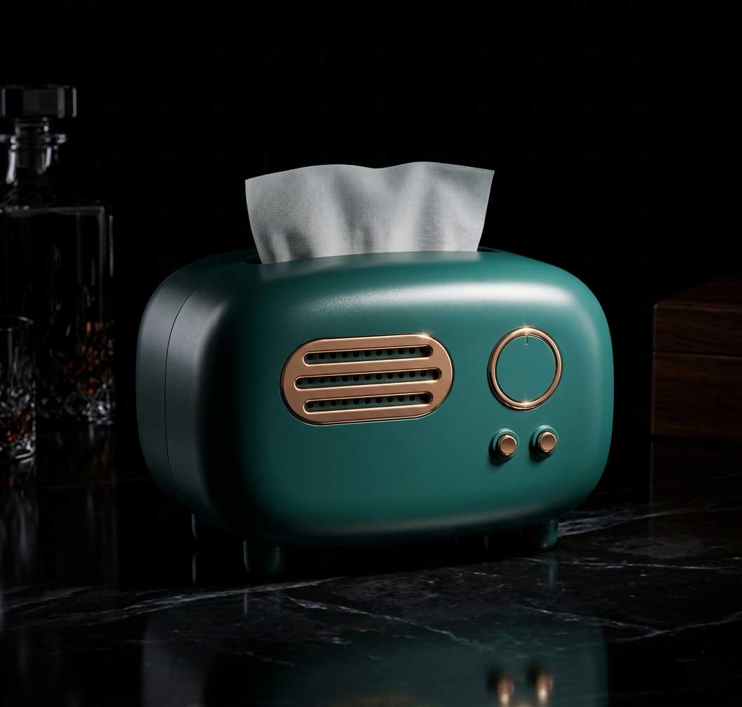 Green Radio Shaped Tissue Box