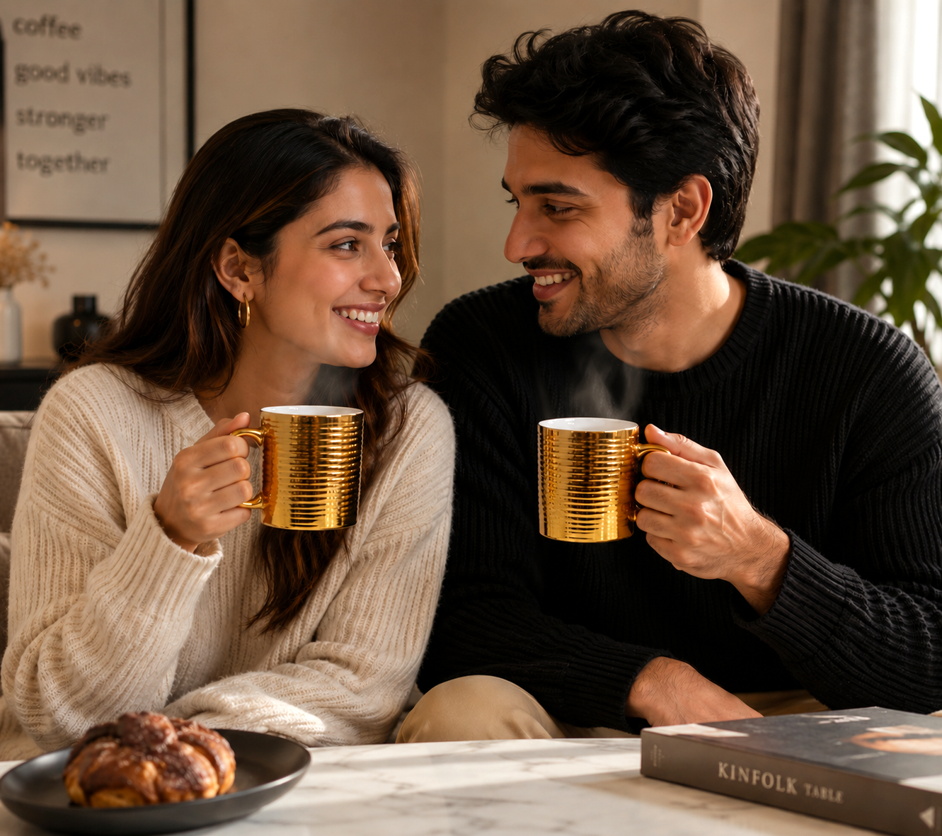 Golden Ceramics Coffee Mug with 3D Screw Shape Surroundings