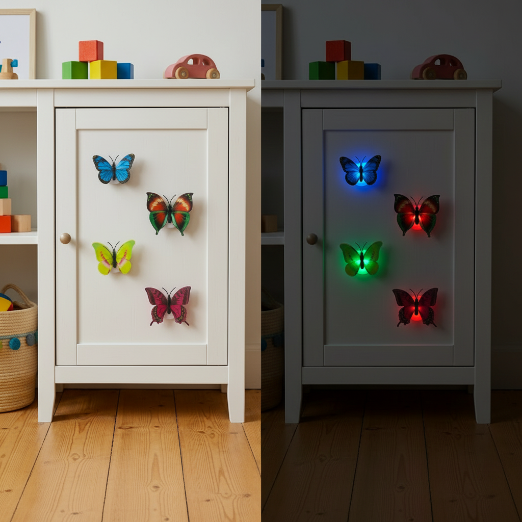 Pack of 4 Multicolour LED Butterflies for Kids Toys Cabinet