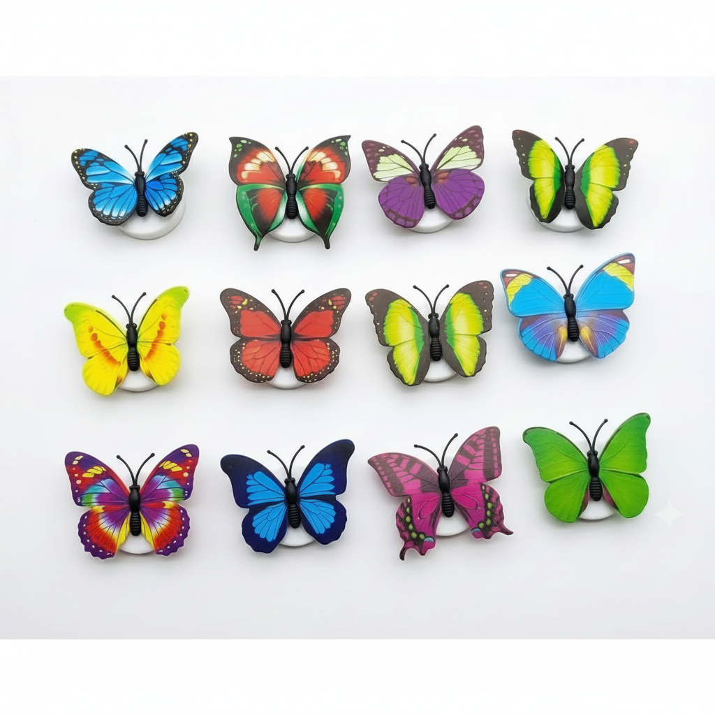 Pack of 4 Multicolour LED Butterflies for Kids Toys Cabinet
