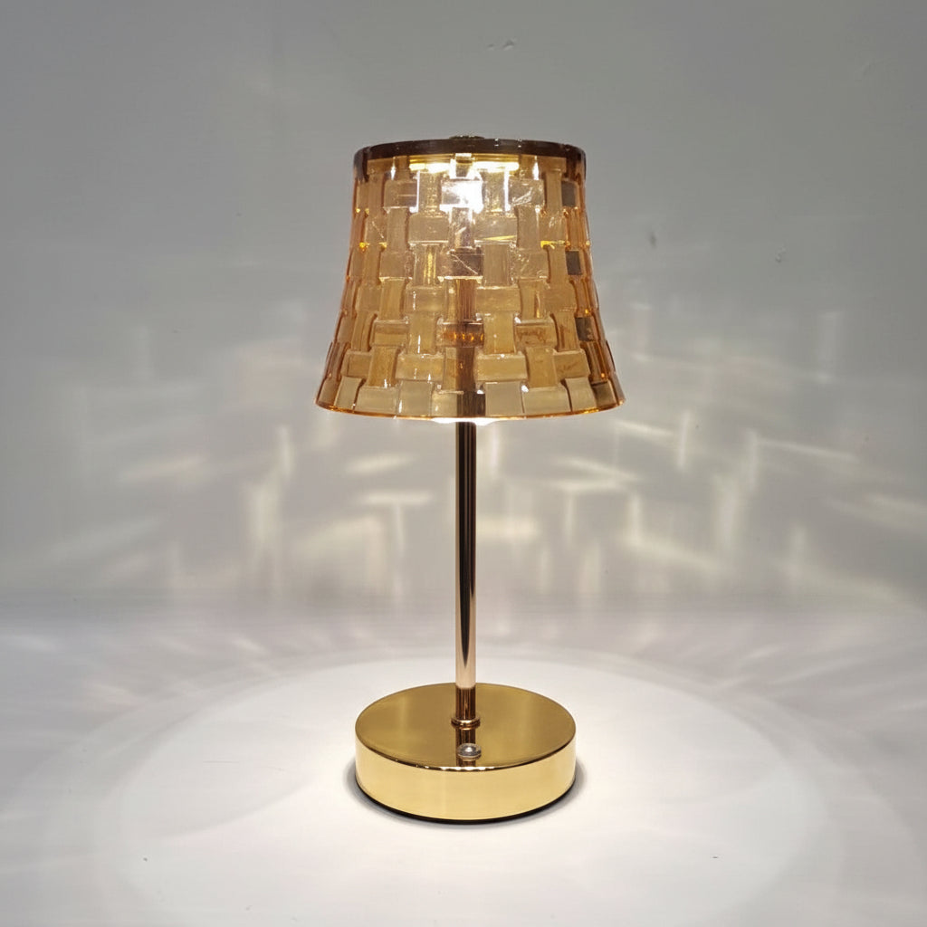 Golden LED Crystal Lamp – 3 Light Colours, Portable, Rechargeable, Touch Sensor