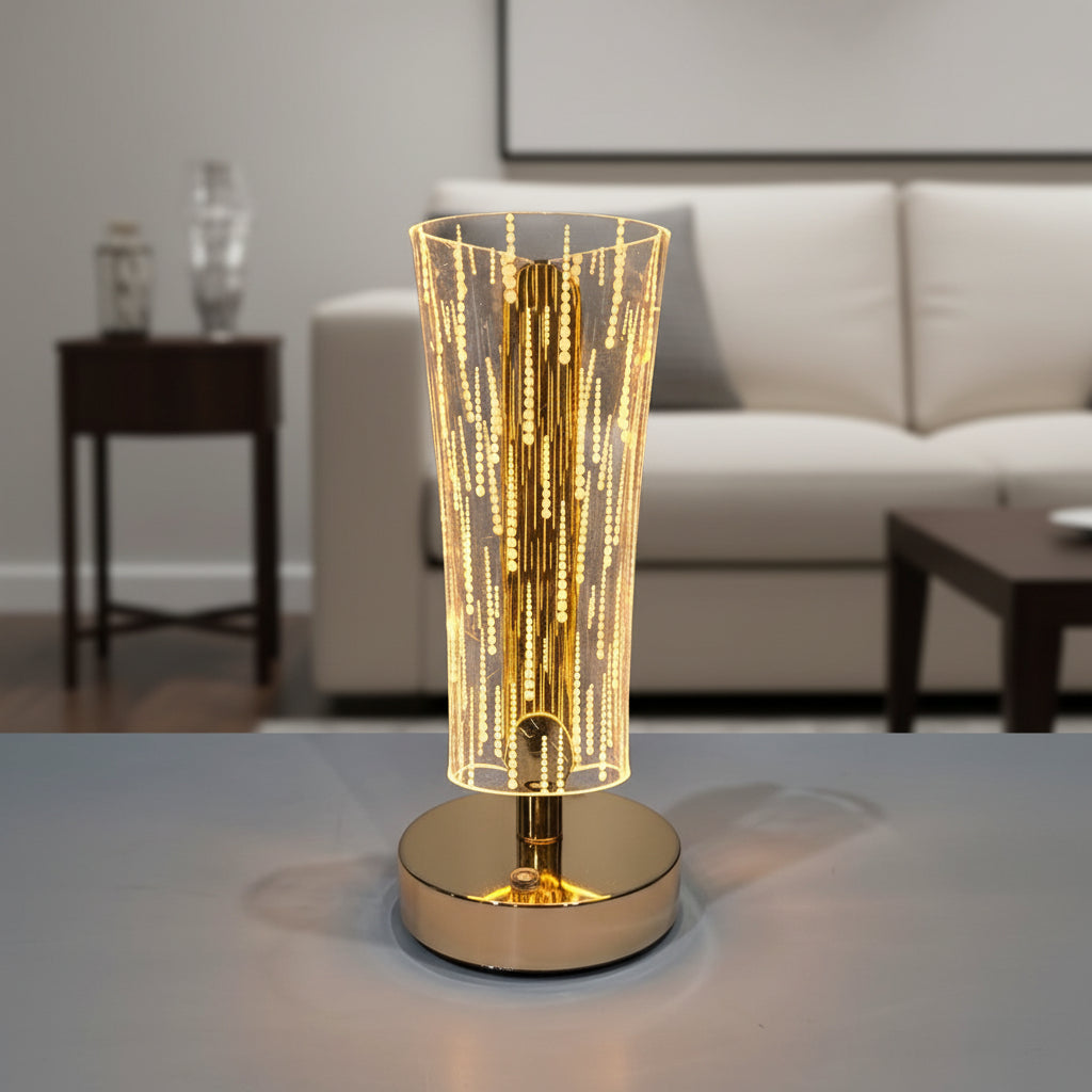 Golden LED Desk Lamp – 3 Light Colours, Portable, Rechargeable, Touch Sensor
