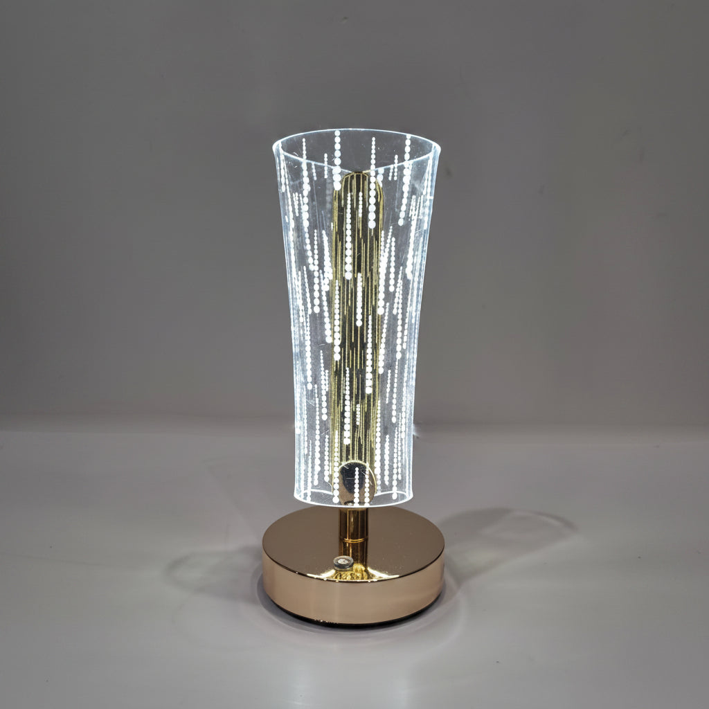 Golden LED Desk Lamp – 3 Light Colours, Portable, Rechargeable, Touch Sensor
