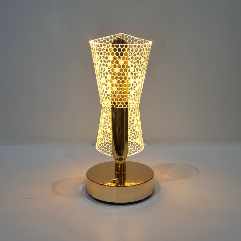 Golden LED Desk Lamp – 3 Light Colours, Portable, Rechargeable, Touch Sensor