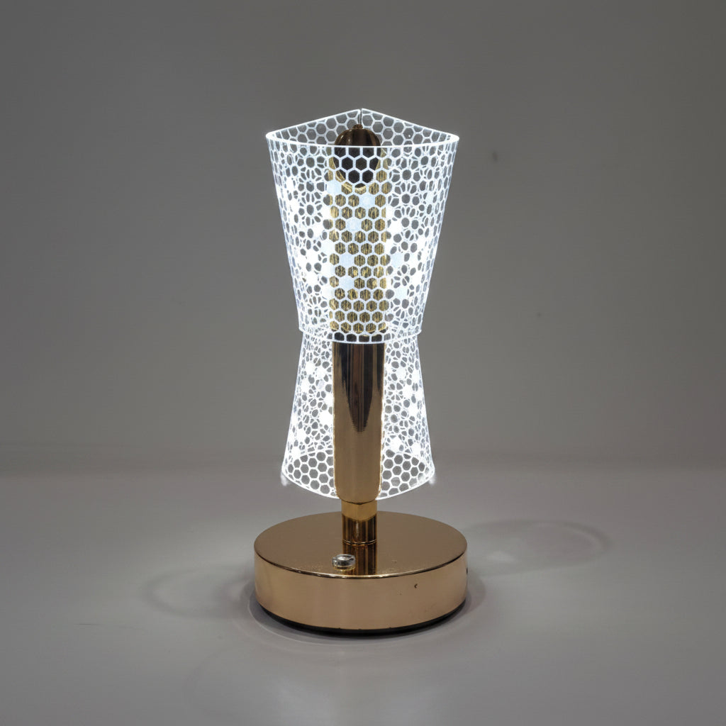 Golden LED Desk Lamp – 3 Light Colours, Portable, Rechargeable, Touch Sensor