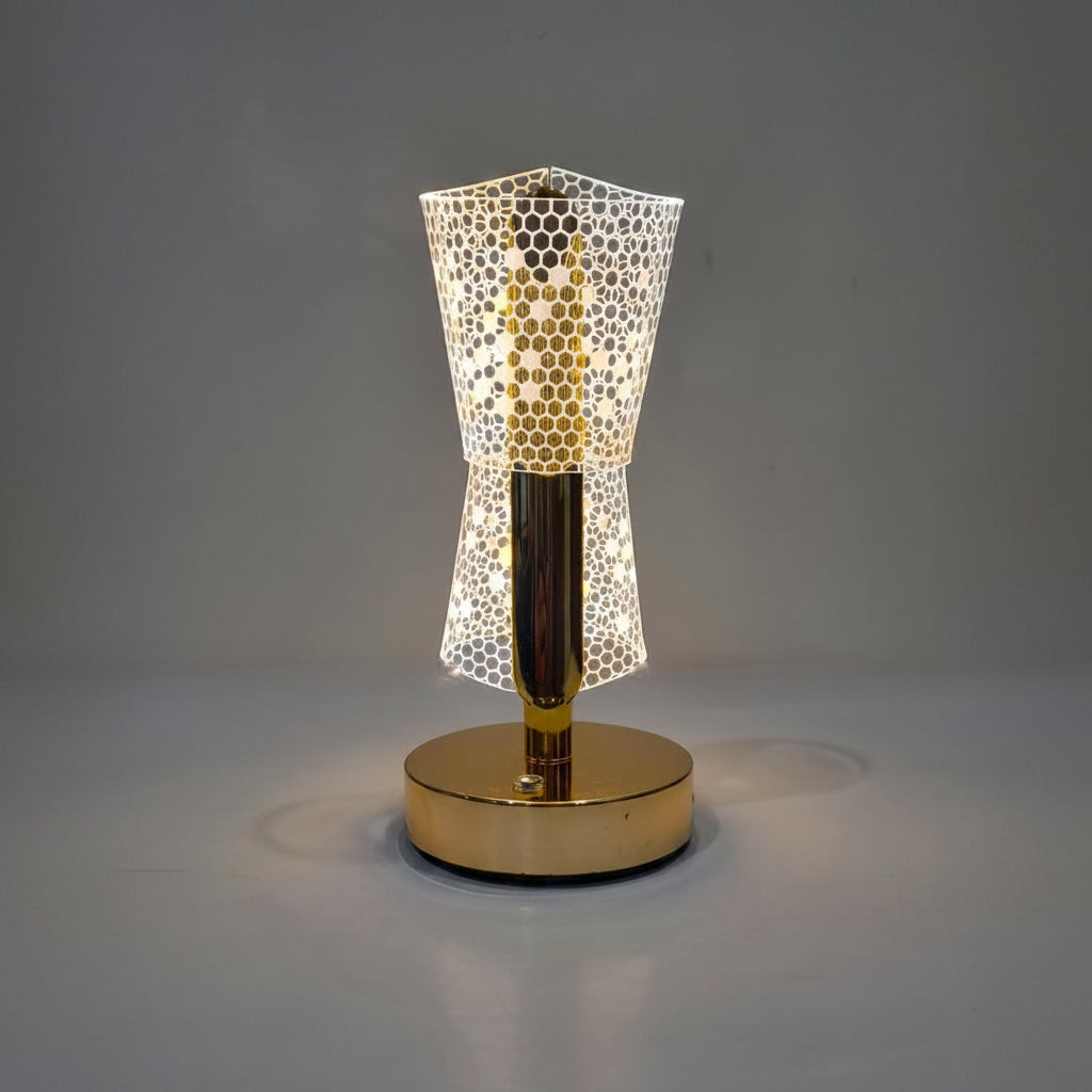 Golden LED Desk Lamp – 3 Light Colours, Portable, Rechargeable, Touch Sensor