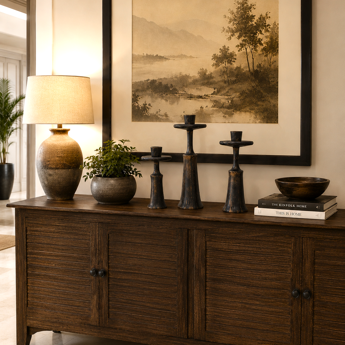3-Pcs Antique Golden-Black Resin Candle Stands (without Candles)