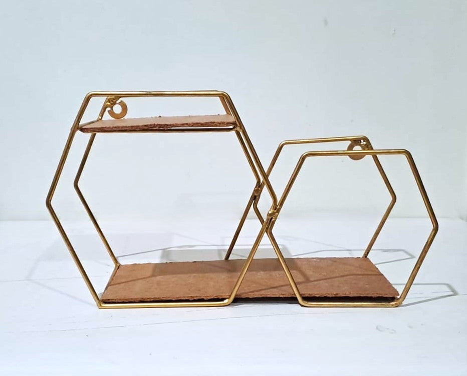Golden Metallic Double Cabin Shaped Wall Hanging (without décor items)