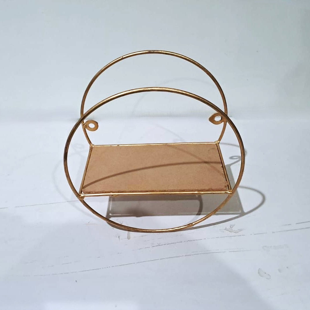 Golden Metallic Circle Shaped Wall Hanging (without décor items)