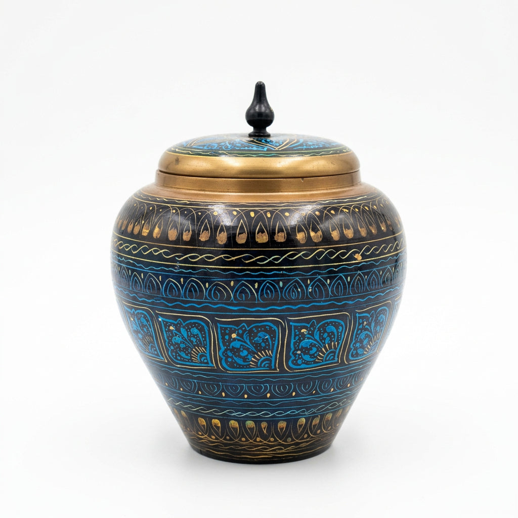 Hand Made Wooden Painted / Naqshi decorative Vase (without Flowers)