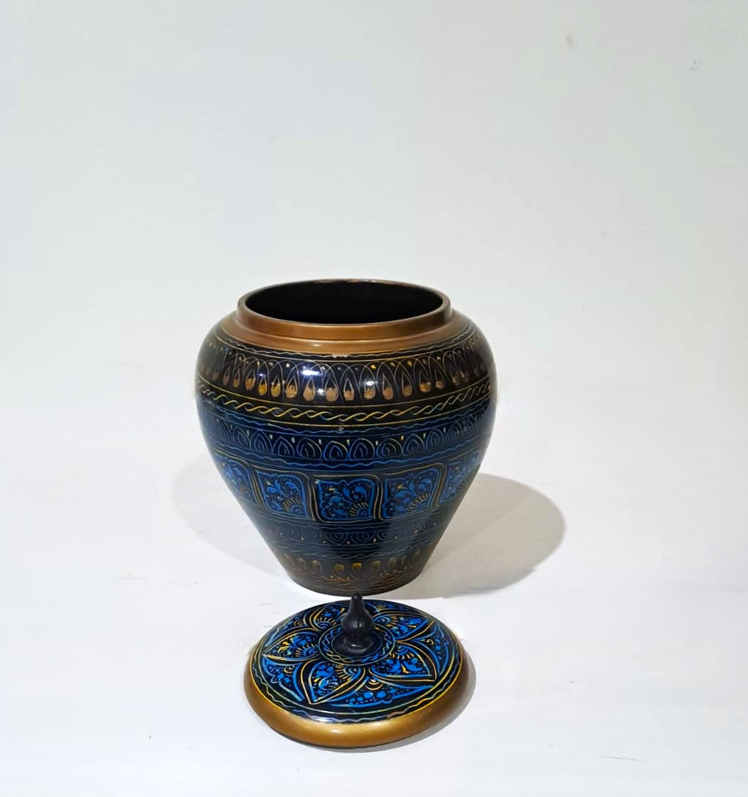 Hand Made Wooden Painted / Naqshi decorative Vase (without Flowers)