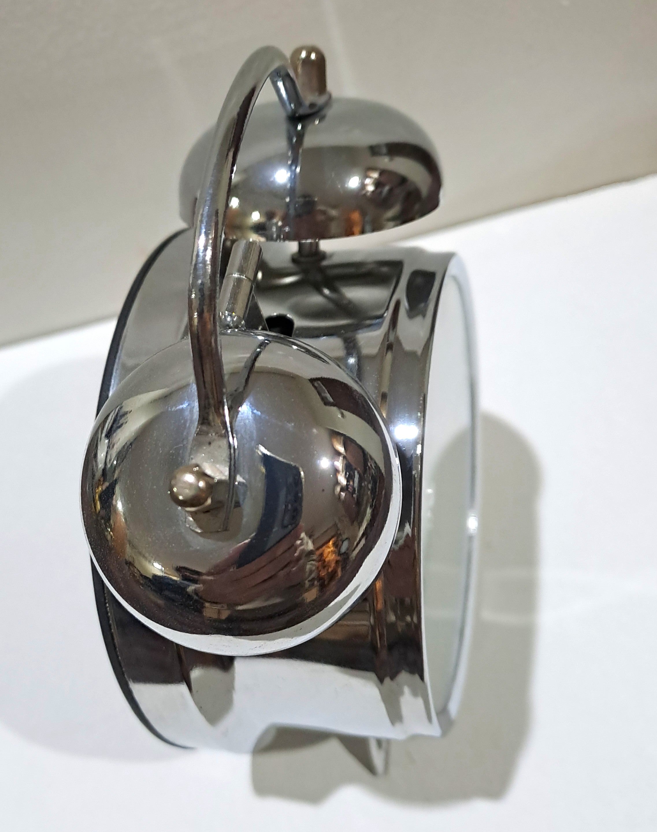 Silver Metallic Vintage Mechanical Alarm Clock with Loud Alarm