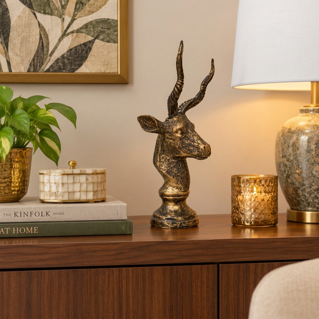 Antique Golden Statue of Deer (Markhor)
