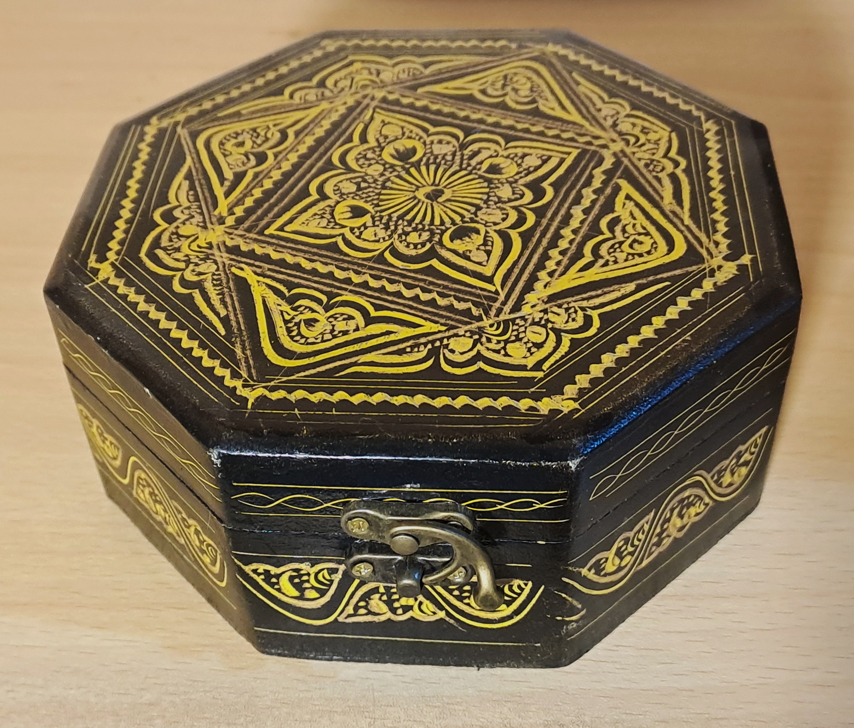 Wooden Artistic Naqshi Design Octagona Jewelley Box