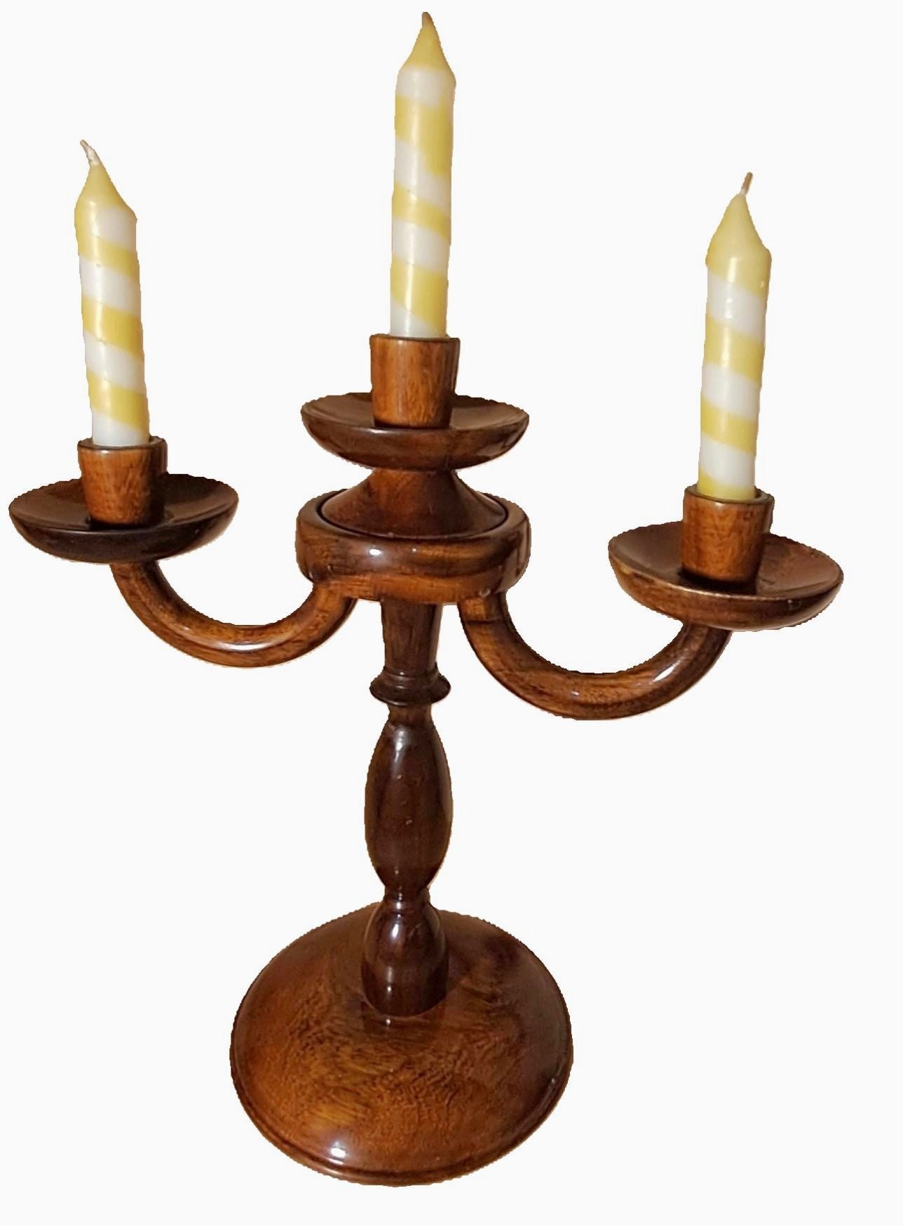 Handcrafted Large Wooden Candle Stand with 3 Holders (without candles)