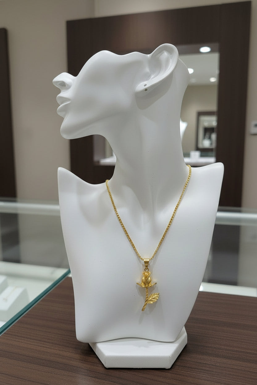 Golden Metallic Rose Charm Locket in Gift Packing