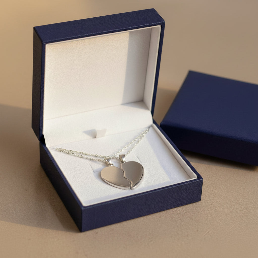 Antique Silver Broken Heart Charm Locket in Gift Packing