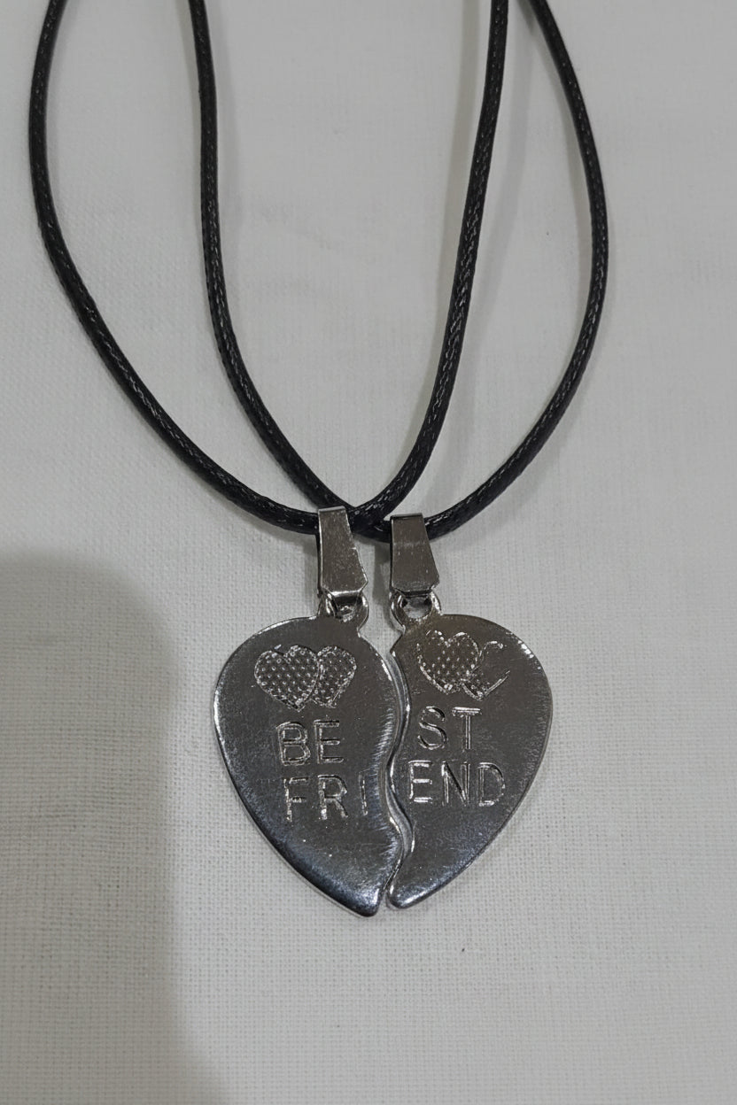 Antique Silver Broken Best Friends Heart Charm Locket in Gift Packing
