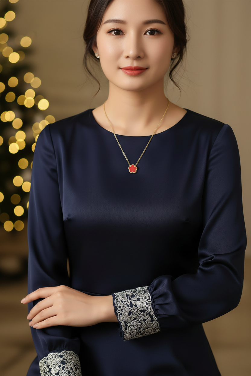 Golden-Red 5 Leaves Clover Charm Locket in Gift Packing