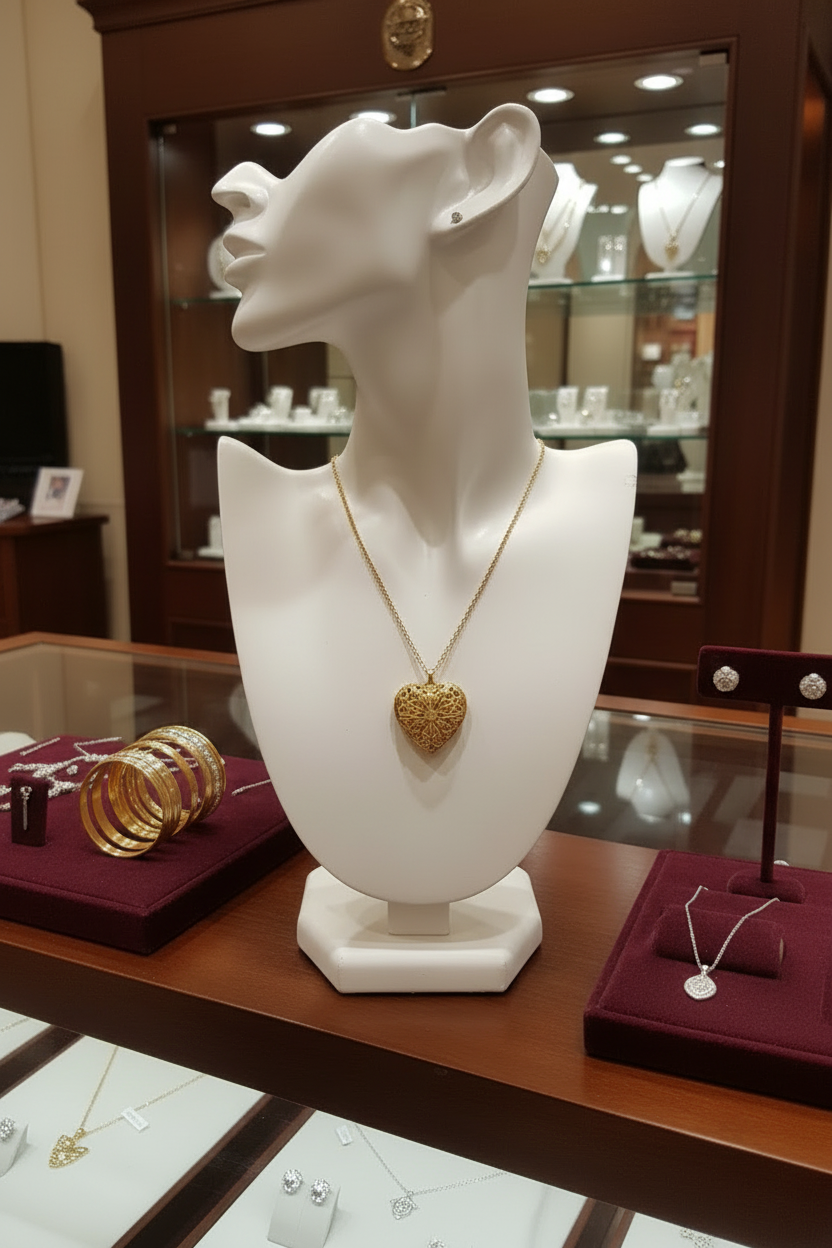 Golden Heart Shaped Personalized Photo Pocket Charm Locket in Gift Packing