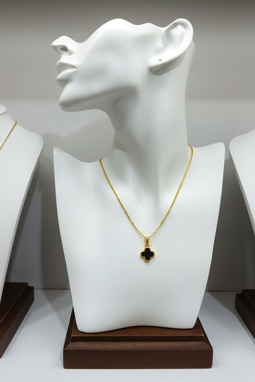 Golden-Black 4 Leaves Clover Charm Locket in Gift Packing