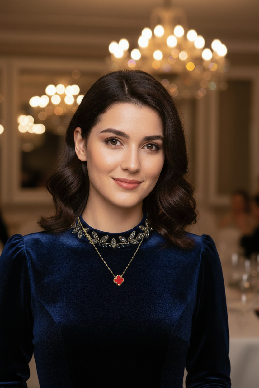 Golden-Red 4 Leaves Clover Charm Locket in Gift Packing