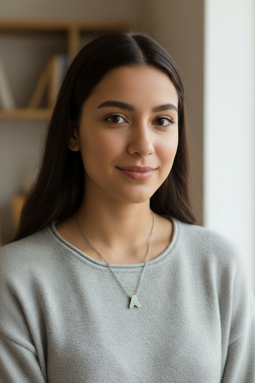 Crystal Beaded Silver Alphabet “A” Charm Locket in Gift Packing