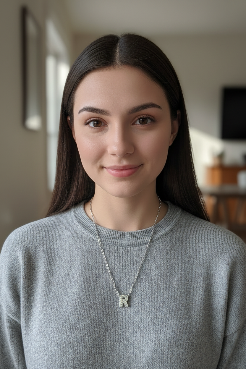 Crystal Beaded Silver Alphabet “R” Charm Locket in Gift Packing