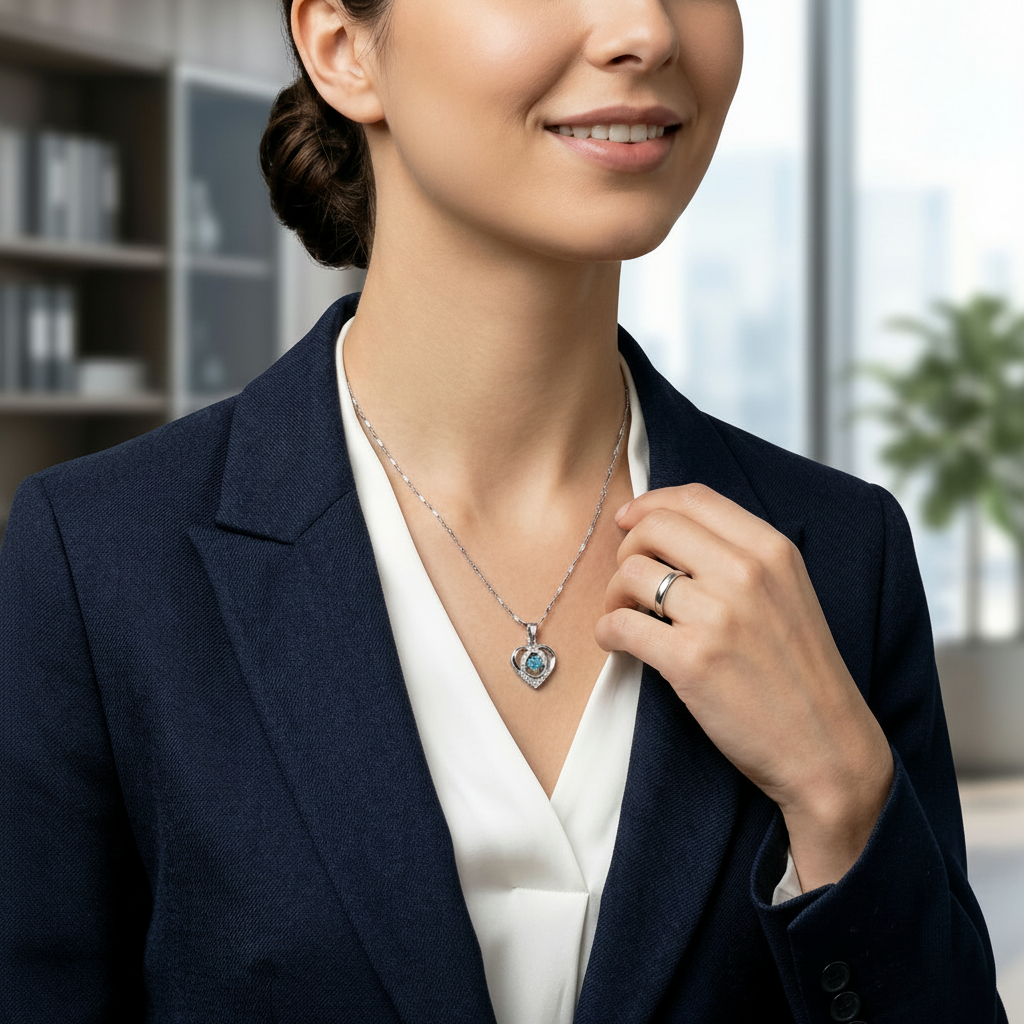Light Blue Crystal Bead in a Silver Heart Charm Locket in Gift Packing