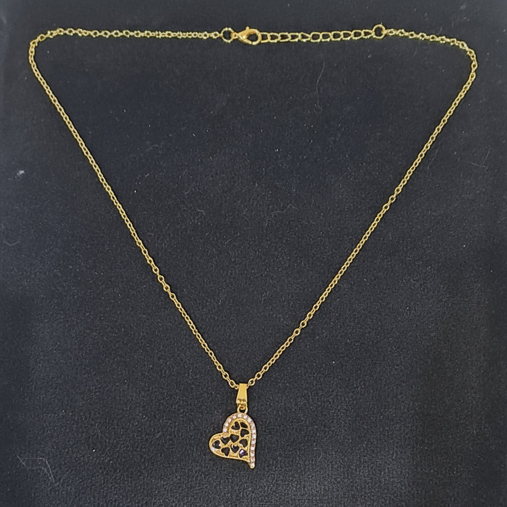 Golden Black Heart Charm Locket in Gift Packing