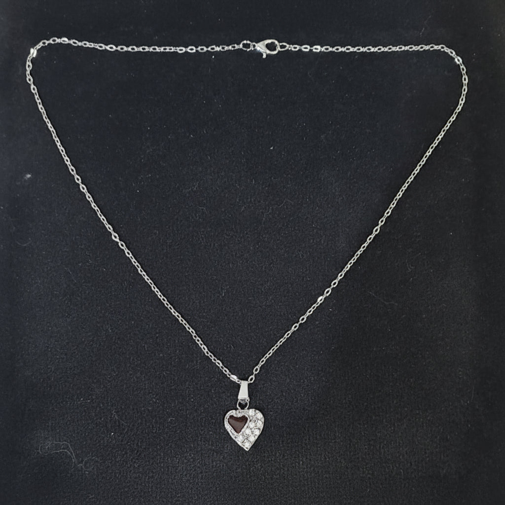 Silver Black Heart Charm Locket in Gift Packing