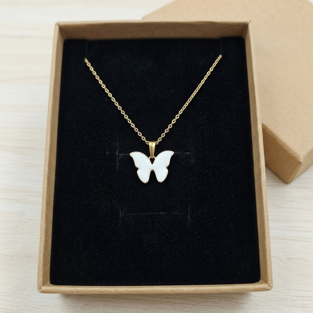 Yellow Golden Mini Butterfly Charm Locket in Gift Packing