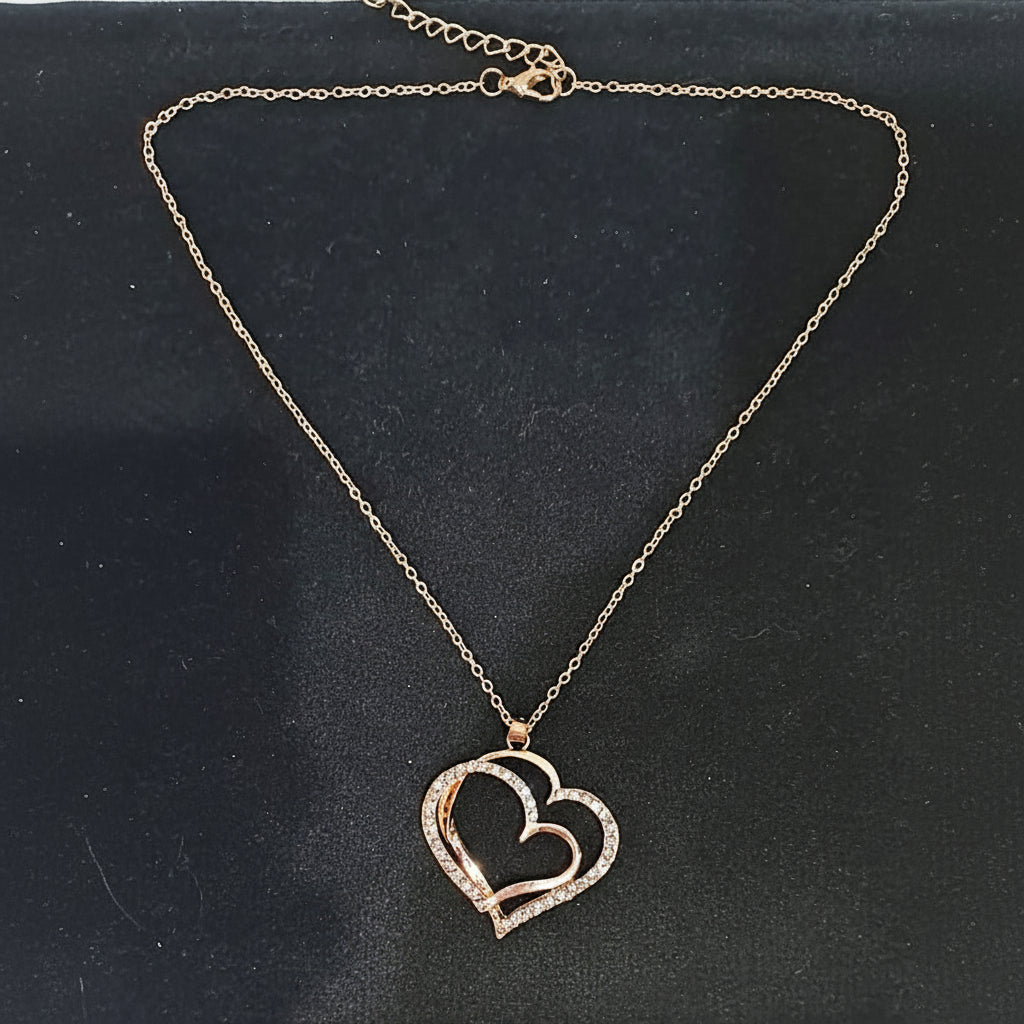 Golden Double Heart Charm Locket in Gift Packing