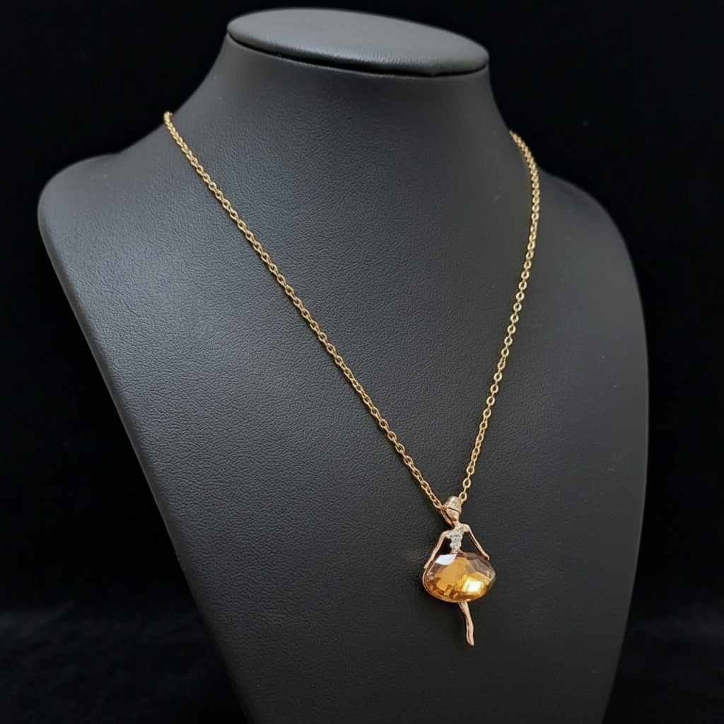 Golden Ballerina Dancing Girl Charm Locket in Gift Packing