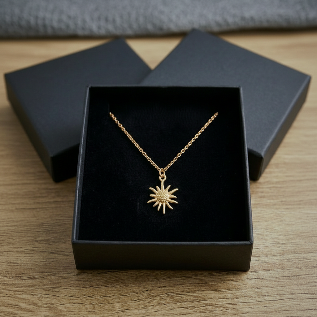 Golden Sun Charm Locket in Gift Packing