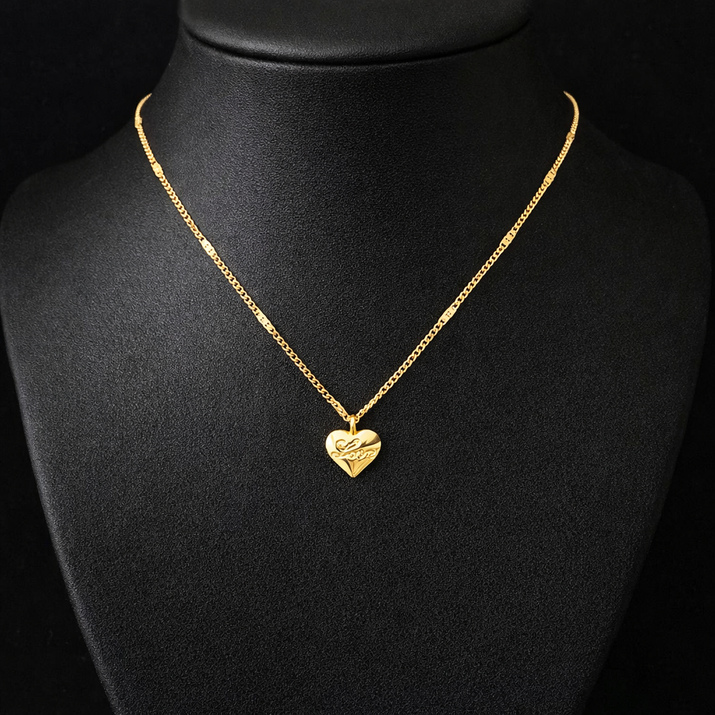 Golden Love Heart Charm Locket in Gift Packing