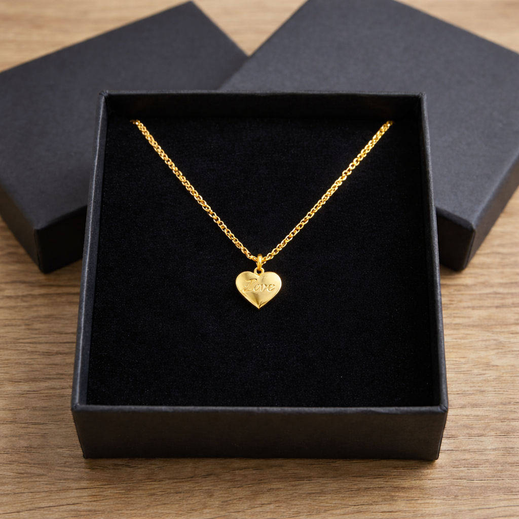 Golden Love Heart Charm Locket in Gift Packing