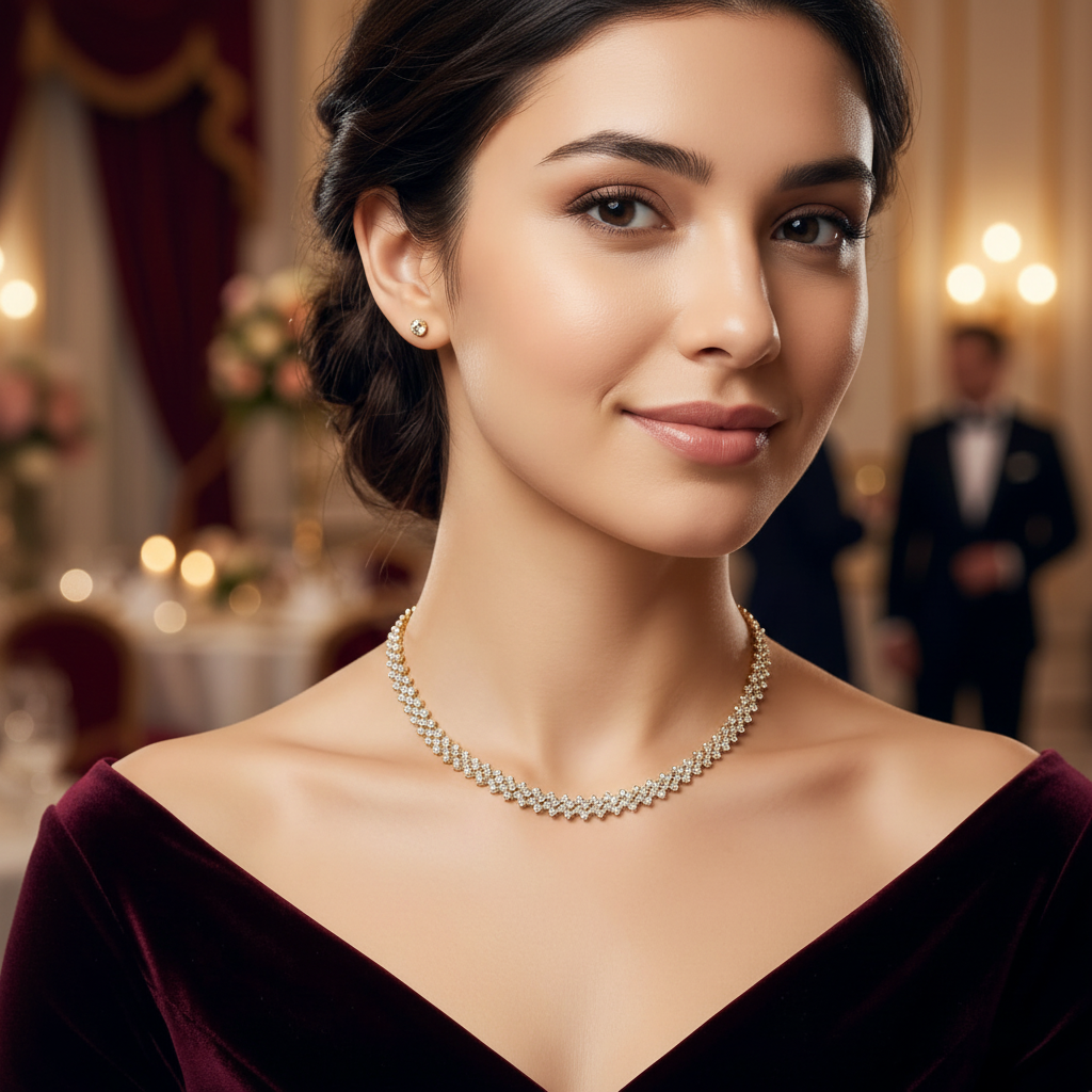 Luxury Shiny Full Rhinestone Choker Necklace in Gift Packing