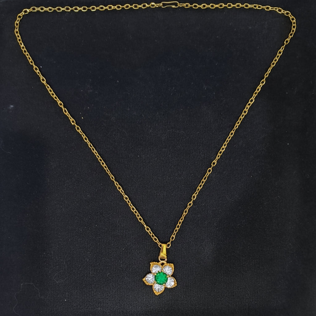Golden Green Flower Charm Locket in Gift Packing